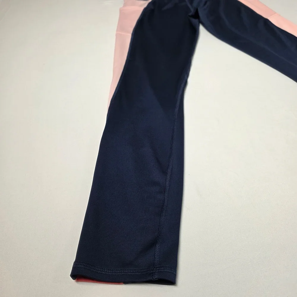 Athletic Works Leggings Girls XXL‎ 18 Navy Pink Colorblock with Side Pockets